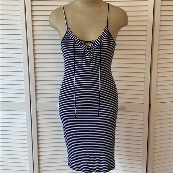 💙🤍 Navy Blue & White Stripped Dress 🤍💙 - Picture 1 of 3